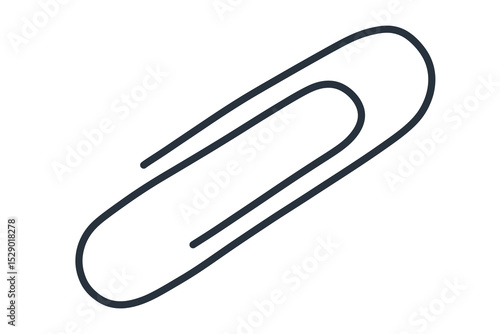 Paperclip line vector illustration. Minimalist paper clip outline. Modern stationery clip. Business document clip 