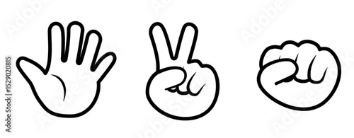 じゃんけんのアイコンセット／ラインアート／Rock-paper-scissors icon set / line art 