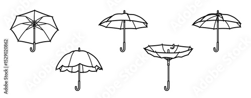 色々な傘のイラストセット／ラインアート／
Various umbrella illustration set / line art 