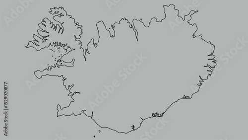 Iceland Outline Map Simple Line Drawing of Icelandic Geography