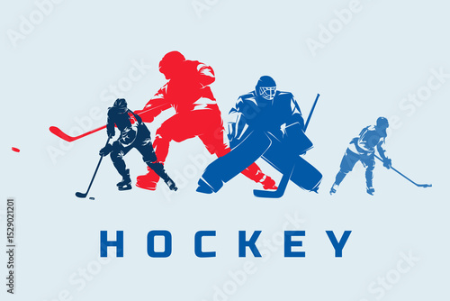 Photography Hockey, ice hockey players, group of vector silhouettes