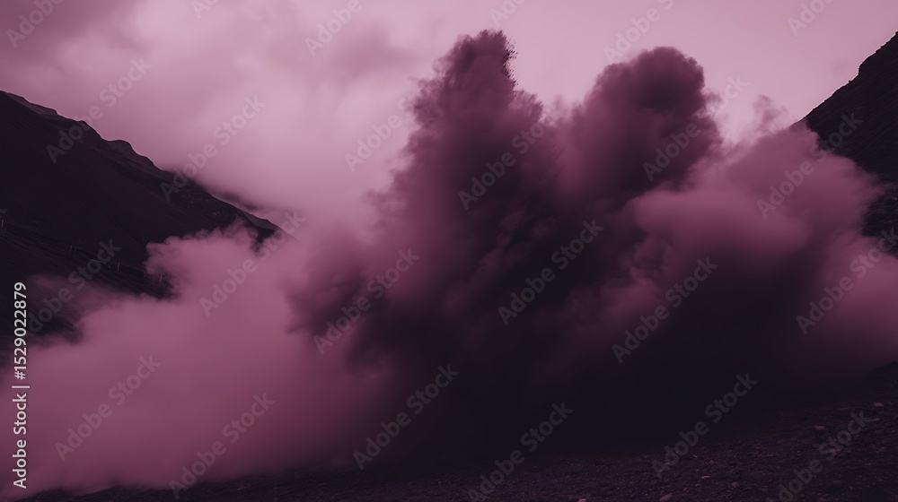 Fototapeta premium Volcanic eruption creates surreal mountain landscape