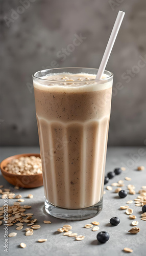 Wallpaper Mural Smoothie with oatmeal and blueberries in a tall glass. Torontodigital.ca
