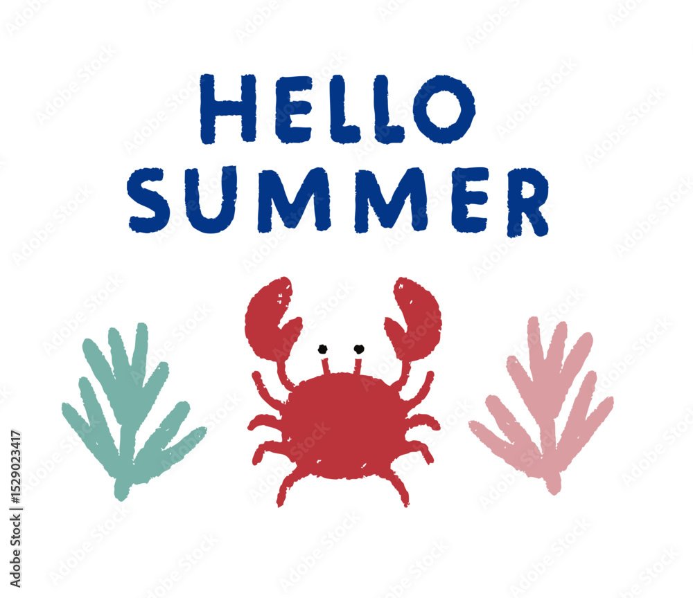 Obraz premium hello summer with crab, coral reef