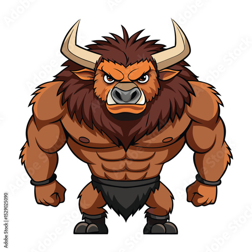 Fierce Minotaur Warrior Cartoon Character Illustration

