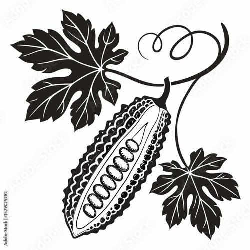 bitter melon with leaves,