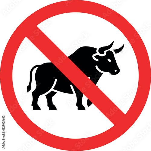 no bull icon vector, aggressive animal not allowed symbol, bull prohibited sign