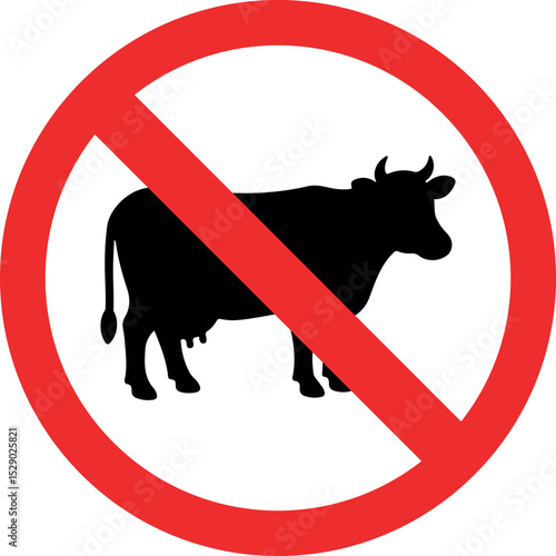 no cow icon vector, livestock not allowed symbol, cow prohibited sign