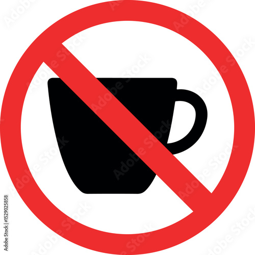 no tea icon vector, hot drink not allowed symbol, tea prohibited sign