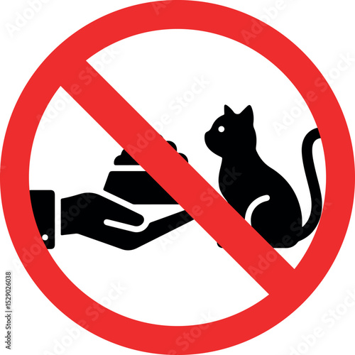 don’t feed cat icon vector, no feeding animals symbol, pet food prohibited sign