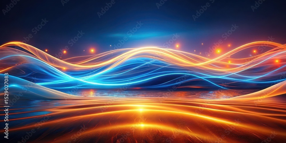 Obraz premium Abstract Luminous Wavescape A Serene Digital Painting of Intertwined Energy and Glowing Sands