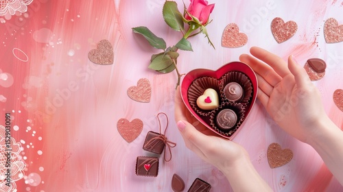 Soft pink and red gradient background, delicate lace pattern, and subtle gold foil decoration. Romantic and elegant.