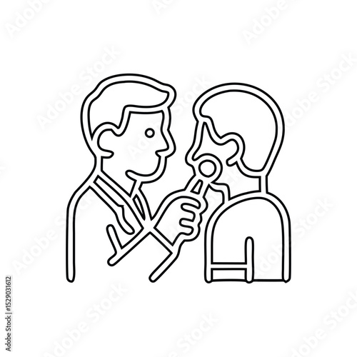 Doctor using a tongue depressor to examine patients throat. Suitable for medical websites, blogs, healthcare brochures, and educational materials.