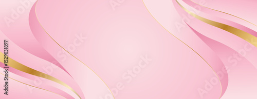 Abstract pink luxury banner background with gold accents. Elegant beauty design for sales, business, events, awards, web banners, templates, pages, headers, and more