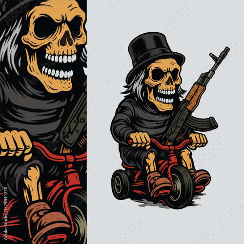 Skull Rider: Tricycle Skeleton with Weapon