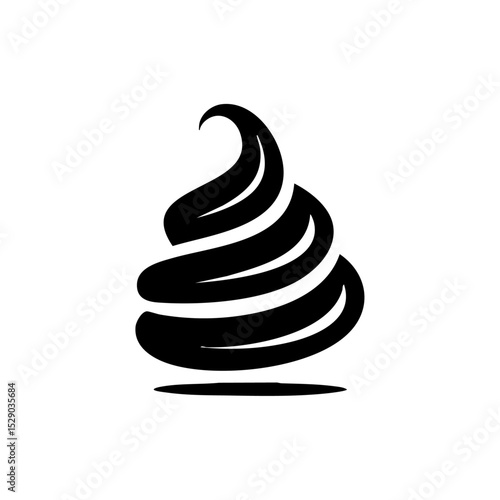 Minimalist swirl poop logo design in bold black silhouette.

