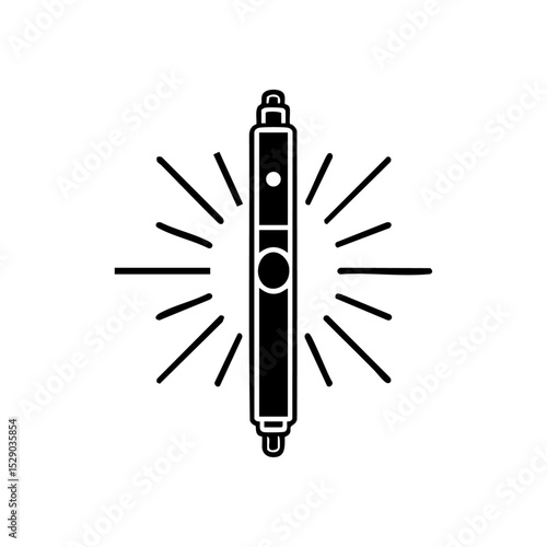 Minimalist vector of a UV sanitizing wand emitting disinfectant rays. Simple medical device symbol for hygiene, sterilization, or health tech.



