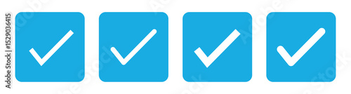 Blue check mark icon. Check mark vector icon. Checkmark Illustration. Vector symbols set ,blue checkmark isolated on white background. Correct vote choise isolated symbol.vector illustration