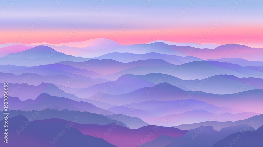 Fototapeta premium Pastel mountain range at twilight time