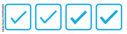 Blue check mark icon. Check mark vector icon. Checkmark Illustration. Vector symbols set ,blue checkmark isolated on white background. Correct vote choise isolated symbol.vector illustration