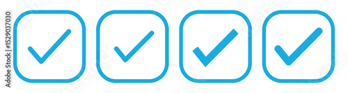 Blue check mark icon. Check mark vector icon. Checkmark Illustration. Vector symbols set ,blue checkmark isolated on white background. Correct vote choise isolated symbol.vector illustration