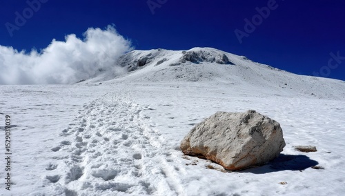 Wallpaper Mural Snowy mountain path leads to summit Torontodigital.ca