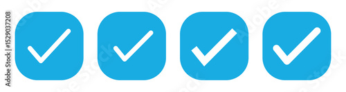Blue check mark icon. Check mark vector icon. Checkmark Illustration. Vector symbols set ,blue checkmark isolated on white background. Correct vote choise isolated symbol.vector illustration