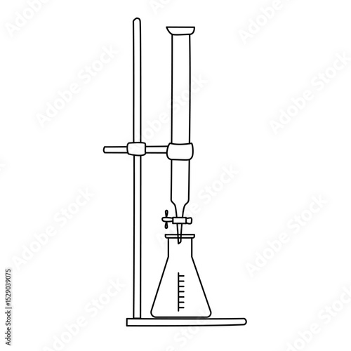 Outline Vector of Laboratory Titration Apparatus – Burette and Erlenmeyer Flask