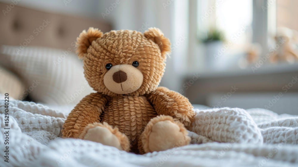 A charming teddy bear sits on a soft, cozy blanket, evoking feelings of warmth, nostalgia, and comfort that resonate with both children and adults alike. A charming teddy bear sits on a soft, cozy blanket, evoking feelings of warmth, nostalgia, and comfort that resonate with both children and adults alike.