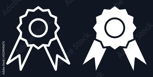Award Badge Icon – White on Black Vector Symbol of Achievement and Recognition