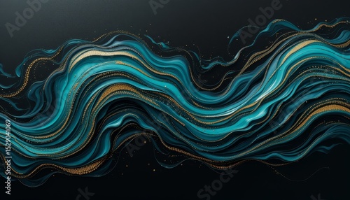 Wallpaper Mural Elegant Teal and Gold Marble Wave Abstract Art Torontodigital.ca