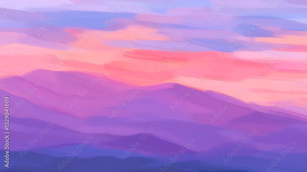 Obraz premium Painted mountain range at sunset time