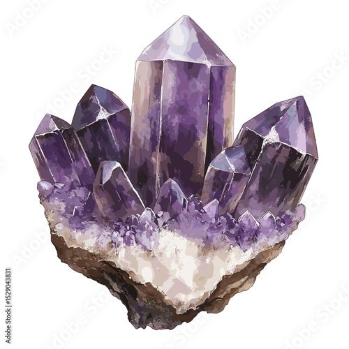 Amethyst violet quartz crystal vector isolated on a white background