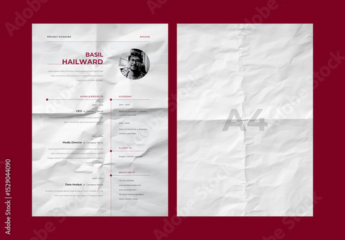 Realistic A4 Paper Texture Mockups With Wrinkles