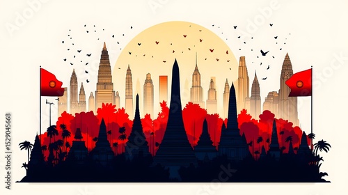 Indonesian Independence Day with landmarks.