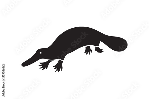 Unique Platypus Silhouette Vector Icon Design Featuring a Distinctive Australian Wildlife Animal