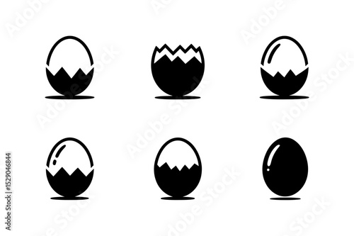 Boiled egg stages vector illustration black and white