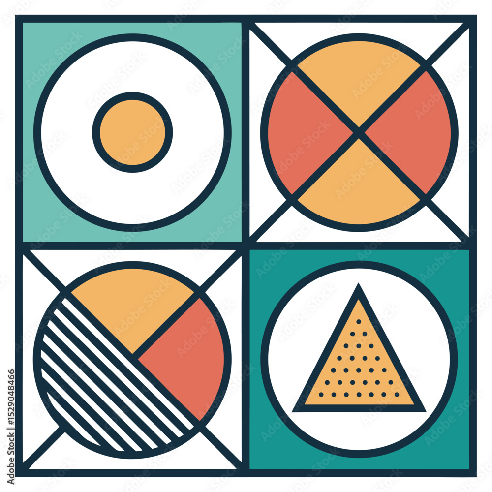 Obraz premium Minimal Geometric Vector Icon – Abstract Shapes for Modern Design, UI, and Branding