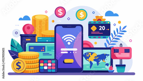 Modern Digital Payment and Financial Technology Concept Illustration