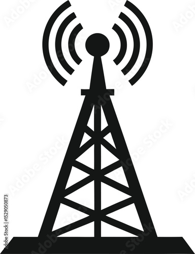 radio tower black silhouette icon on white background