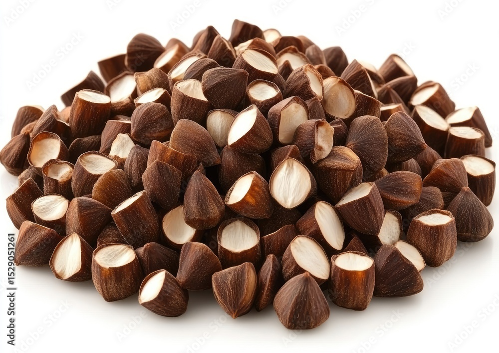 Fototapeta premium Pile of brown, split buckwheat seeds