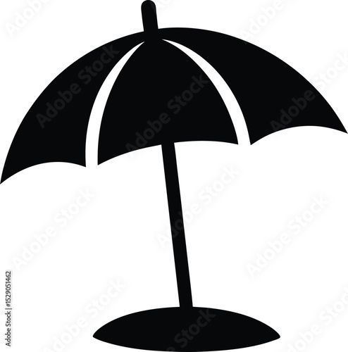 black silhouette of a beach umbrella icon