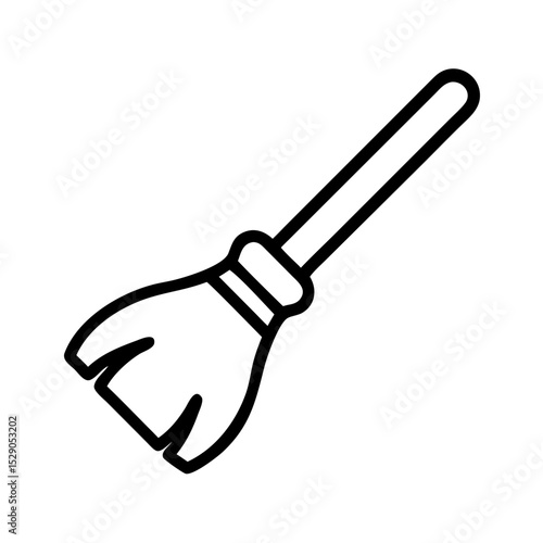 Minimalist black outline vector icon of a broom, symbolizing cleaning, tidiness, and household chores in a clean and simple design.