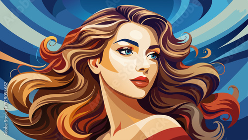 Beautiful woman’s profile captures grace and poise. Her shiny wavy hair complements her flawless curly hairstyle. This model girl reflects beauty, subtle makeup, and effortless charm in modern fashion