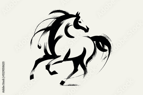Arabian horse sketch, dynamic brushstroke vector illustration

