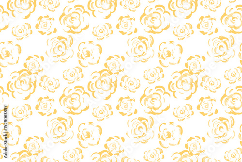 Seamless vector pattern with yellow sketchy roses on white background. Bold, artistic floral design for fabric, wallpaper, fashion prints, packaging projects