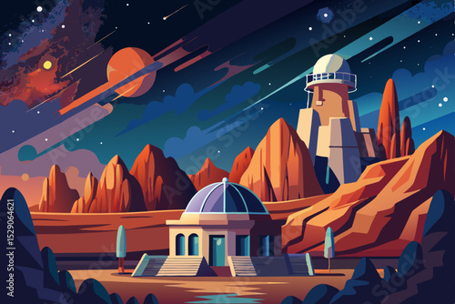 Flying over the ancient city, a UFO illustration graces the night sky above illuminated towers and traditional architecture, blending travel, culture, and mysterious design