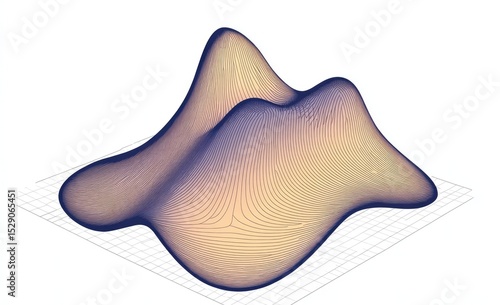 Abstract 3D form, shaded in pastel hues, with fine lines