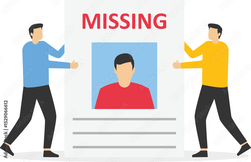Obraz premium Missing announcement. Wanted man. Vector illustration flat design. stock illustration