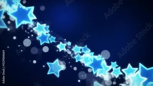 Swirling blue stars and sparkling particles in a magical night sky, gentle drifting and twinkling animation